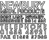 newburymetal products, bone lane, newbury, berkshire rg14 5sh, telephone 01635 43921, fax 01635 37068